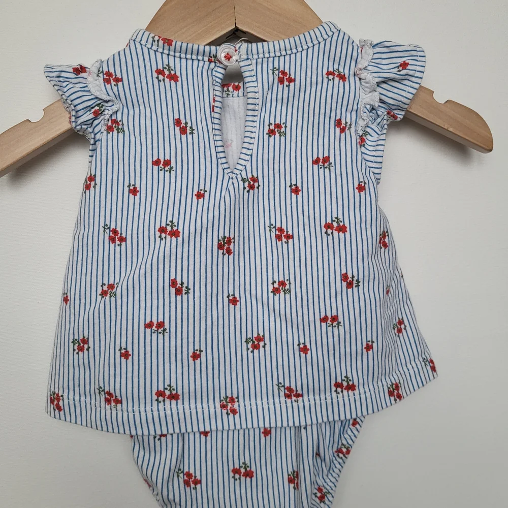 Carter's Striped Diaper Cover with Red Floral Accents